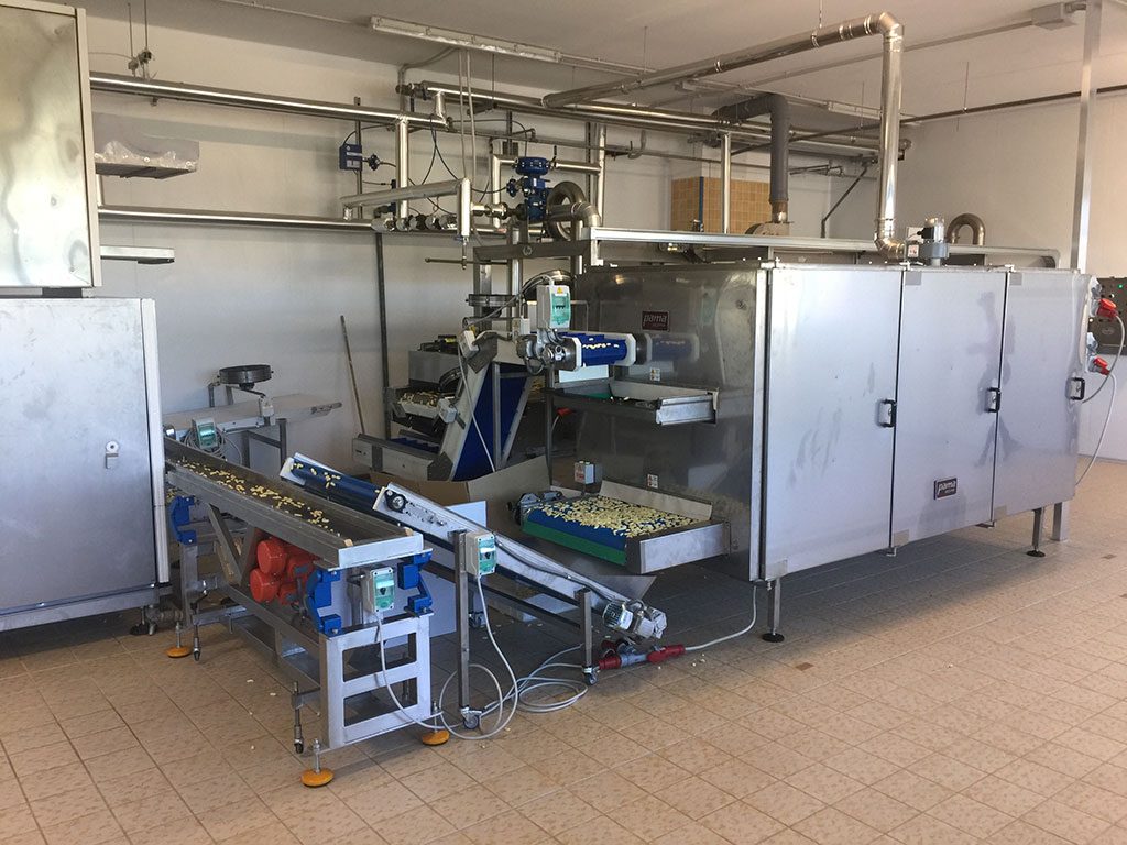 Belt pre-dryer for pasteurized fresh pasta